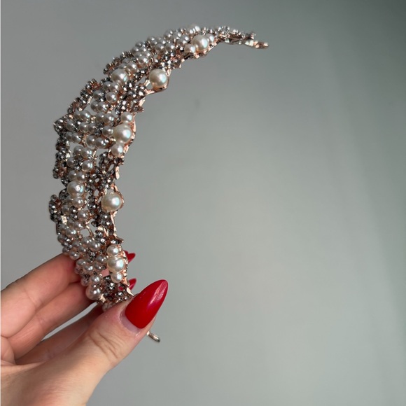 Elegant Pearl and Crystal Hair Accessory rosegold, new - Picture 3 of 12
